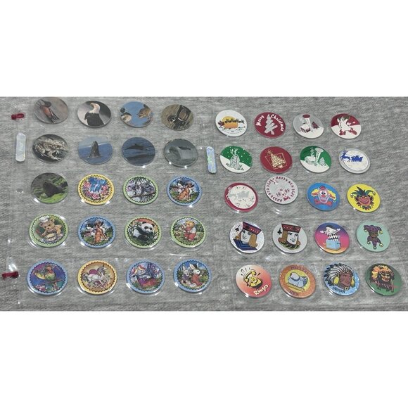 Pogs Starter Set lot Of 40 Pogs Animals Print Pogs 1980s - Picture 1 of 11